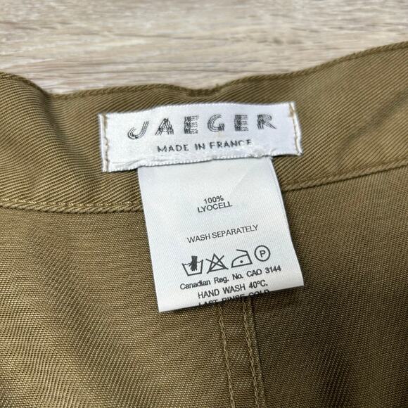 Jaeger Olive Green Midi Skirt 16 Lyocell Utility Style Made in France - Picture 7 of 7